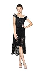 Scoop Neck Cap Sleeves  Sheer Lace-Up High-Low-Hem Evening Dress/Bridesmaid Dress/Prom Dress/Party Dress/Wedding Dress  With Ruffles