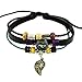 WILD-WIND (TM Christmas Unique Metal Pendant Ring & Bead Multi Leather Adjustable Wrap Bracelet