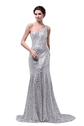 Sexy One Shoulder Sequined Party Dress  with a Brush/Sweep Train 