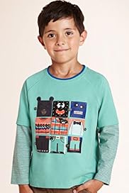 Pure Cotton Monster Block Mock Layer T Shirt