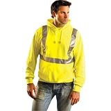 Hi-Viz Yellow Cotton/Polyester ANSI Class 2 Light Weight Hooded Pullover Sweatshirt