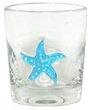 Hand Blown Glass Starfish Rocks Glass 4"H Set of Four