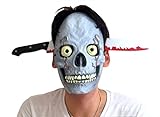 ハロウィン ガイコツ 骸骨 ハーフ フェイス マスク 仮装 スカル ドクロ 簡単 ホラー グッズ お面 (ナイフカチューシャ 付き)