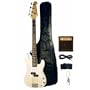 Barcelona 43" Electric Bass Guitar with 15 Watt Amp Combo - Metallic Silver