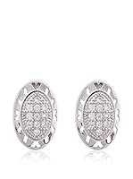 Silver One Pendientes Diamantado Oval Zirconium