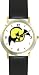 Vampire Bat and Moon - WATCHBUDDY&reg; DELUXE TWO-TONE THEME WATCH - Arabic Numbers - Black Leather Strap-Size-Women's Size-Small