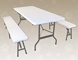 Ensemble table pliante et 2 bancs jardin pliables camping buffet traiteur