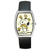 Barrel Style Metal Watch of Art Deco Snoopy with Woodstock & Friends (Charlie Brown, Peanuts, Halloween, Charles Schultz)
