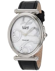 Burgi Womens BU39BK Oval Case Swiss Quartz Diamond Classic Stainless Steel Watch
