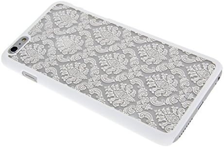 iPhone 6 Plus Case, JoshuaWay Hot Sale Retro Court Lace Pattern Texture Clear Hard Plastic Case for Apple iPhone 6 Plus 5.5 Inch -White Flower