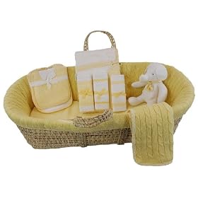Tadpoles Cable Knit Moses Basket Gift Set, Yellow