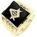 Black Onyx Gold Plated Masonic Ring - Sizes: 9-14