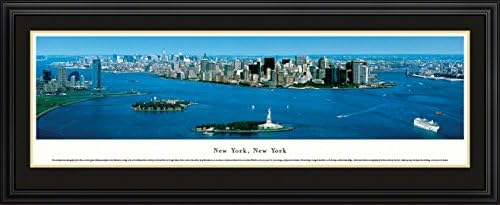 New York, New York - Lower Manhattan Aerial - Blakeway Panorama Print with Deluxe Frame &amp; Double Mat