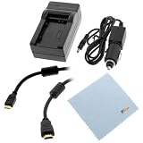 GTMax BP-808/ BP-819/ BP-827 AC Travel Charger with Car Adapter + 6 Feet Mini HDMI Cable + Microfiber Cleaning Cloth for Canon VIXIA HF S21, HF S20, HF M31, HF S200, HF M300, HF M30, HF21, HF M32, FS300, FS31 Camcorder