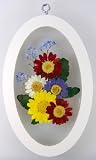 Real Flowers Suncatcher -  Country Garden Arrangement - with Real Preserved Colorful Daisies and forget-me-not. Suncatcher and Wall Hanging Decor - Wood Frame - Beveled Glass - Handmade and Crafted in the U.S.