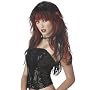 Womens Adult Tempting Tresses 1980s Punk Pop Rock Star Goth Emo Two-Tone 80s Rock and Roll Long Black & Red Costume Wig