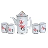 CherryBlossomsCeramicTeaSetwithStrainerAsianDinnerwareDecor