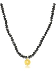 Katie Diamond "lucie" On Beads Yellow Gold Black Garnet Diamond Strand Necklace