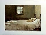 SMALL PRINT Andrew Wyeth LAB Master Bedroom Dog on Bed