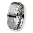 Ridged Edge Brushed and Polished Stainless Steel Ring (8.0 mm) - Sizes 6-13