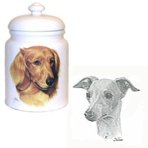 Italian Greyhound Cookie Jar, Porcelain by Rosalinde by Porcelain Rosalinde
