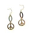10K Gold Peace Sign Dangle Earrings