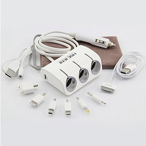 A7 360 Degree Rotary Handsfree Multifunctional Car Phone Mount Holder Audio Amplifier Speaker FM Transmitter -BlackSuper Power 120W Car Cigarette Lighter With Blue LED Lamp UV Surface Two Core And Two USB Three Socket Adapter-White