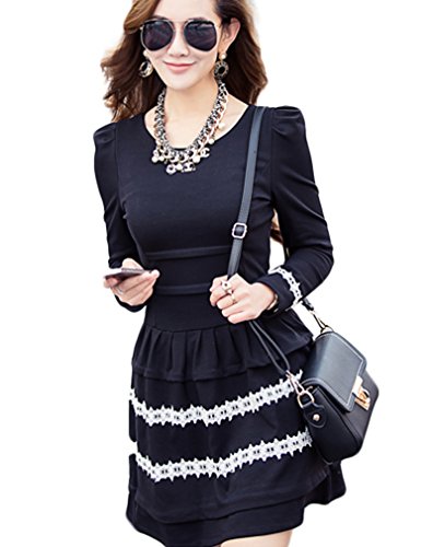 (ディーコッテ)D'Kotte きれいめ 大人 ワンピース 長袖 パーティー フレア スカート ひざ 丈 膝丈 上品 ワンピ レディース neax179