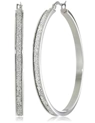 Stainless Steel Glitter Hoop Earrings (50mm Diameter)