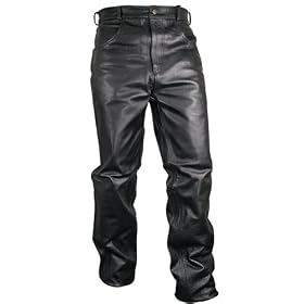 Xelement Premium metropolis Leather 5 Pocket Relax Fit Motorcycle Pants - Color : black - Size : 34