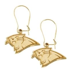 14K Yellow Carolina Panthers NFL Logo Dangle Earrings