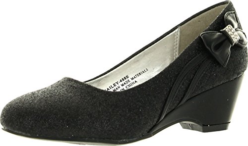 Little Angel Girls Hailey488e Glitter Round Toe Bow Kiddie Heel Wedge Sandal