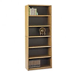 Value Mate&reg; Series Steel Six Shelf Bookcase, 31-3/4w x 13-1/2d x 80h, Medium Oak (SAF7174MO)