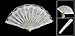 uxcell Lace Trim Plastic Ribs Peony Flower Cloth Folding Hand Fan White