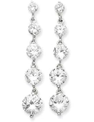 925 Sterling Silver White CZ Journey Dangle Earrings