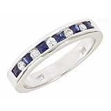 0.58 ct Channel Set Sapphire Wedding Anniversary Band Ring 14 K White Gold ( VS Clarity, F color)