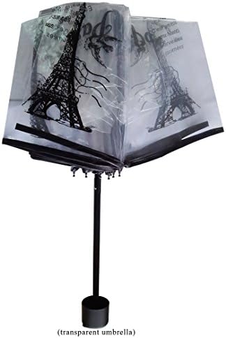 YiKaiSu Unisex Transparent Folding Umbrella Eiffel Tower Umbrella - Black