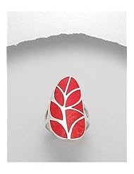 Red Resin Reconstructed stones Ring In 92.5 Sterling Silver