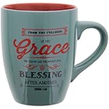 Retro Blessings Cadet Blue "Grace" Verse Mug - John 1:16