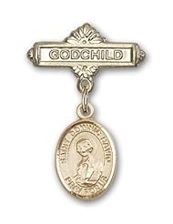 Gold Filled Baby Badge with St. Dominic Savio Charm and Godchild Badge Pin