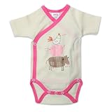 Zutano Baby-Girls Newborn Farm Animals Organic Short Sleeve Body Wrap, Oats, Newborn