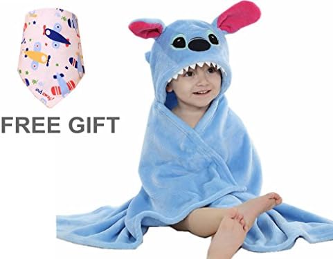 Priors™ Animal Cartoon Hooded Flannel Towels Washcloth For Babies Hooded Baby Towel Bath Toys Baby Gift Hooded Blanket Baby Robe (Blue)
