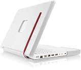 Case-Mate 13" Signature Suit MacBook Laptop Carrying Case in Leather over Hard Shell, White with Red Accent (45445)