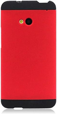 Tri-color Double Dip Genuine Shell Case for HTC ONE M7 (Black+Red+Black)