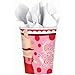 Amscan Dainty Olivia Birthday Party Paper Cups Disposable Drinkware (8 Pack), 9 oz, Red/Pink