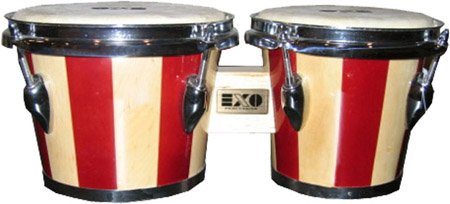MusicalInstruments: EXO BG32 Natural Finish Striped Wood Bongo Drum