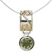 22k Gold Overlay Sterling Silver Peridot Scroll Design Pendant by Michou, 18