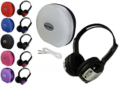1 Kid Sized Wireless Infrared Universal Car DVD IR Automotive Colored Adjustable 2 Channel Headphones With Case and 3.5mm Auxiliary Cord