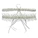 Lace Ruffle Faux Pearl Chiffon Floral Ribbon Wedding Garter with Toss Away
