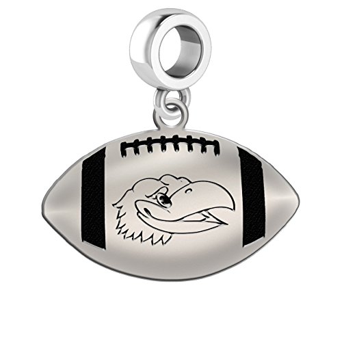 Kansas Jayhawks Sterling Silver Football Cut Out Drop Charm Fits All European Style Charm Bracelets